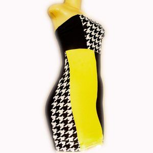 connection 18 Tube top stripe checkered dress